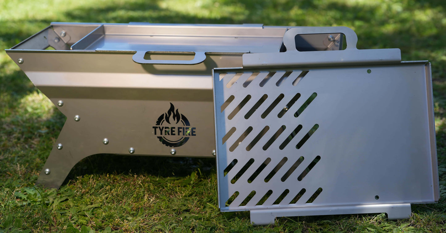 Two-in-One Hot Plate & Grill | Stainless Steel BBQ Plate – TYRE FIRE PIT - Tyre Fire